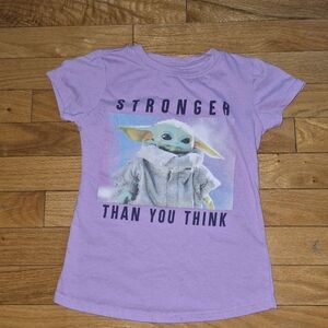 Purple Kids T-Shirt with Graphic Disney Star Wars Baby Yoda Grogu Print